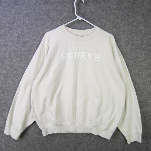 Barry's Sweatshirt Mens 2XL White Crewneck Pullover Gym Fitness Athletic Logo - Picture 1 of 9